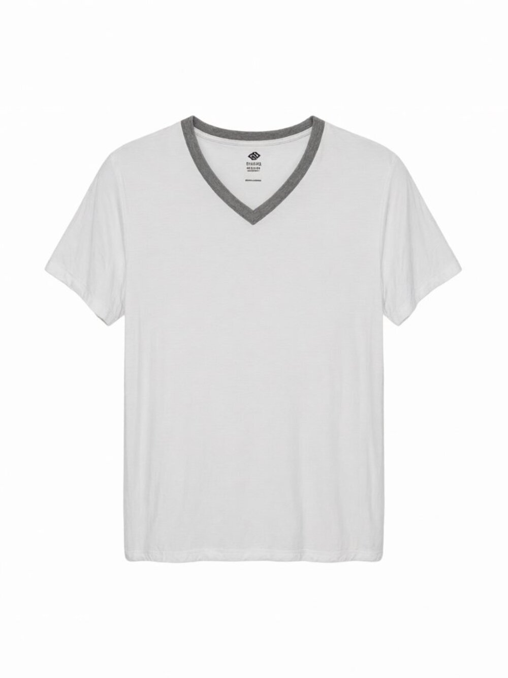 MoFiz White Gray Men's White V-Neck Tee Shirt L